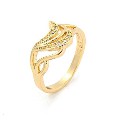 Wing Brass Micro Pave Clear Cubic Zirconia Open Cuff Rings