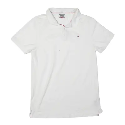 TOMMY HILFIGER JEANS Slim Fit Polo Shirt White Short Sleeve Mens XL