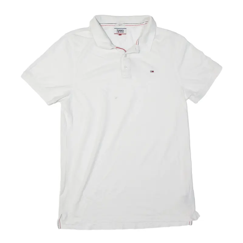 TOMMY HILFIGER JEANS Slim Fit Polo Shirt White Short Sleeve Mens XL