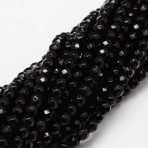 Faceted Natural Agate Round Beads Strands