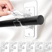 6-Pack No Drill Needed Curtain Rod Holders Brackets, Self Adhesive Rod Holder Hooks, Multipurpose Nail Free Stick on Curtain ...
