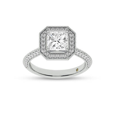 Shyne Octagonal Halo Princess Cut Lab Grown Diamond Engagement Ring | 10K White Gold 2 CT. TW.