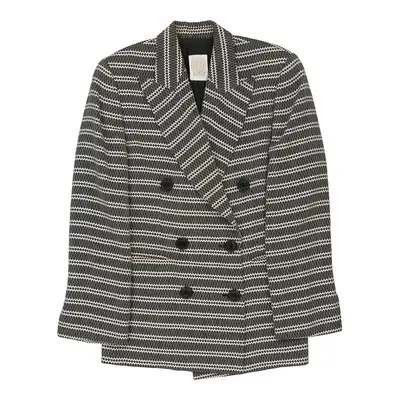 Studio 0001 Ferre Striped Blazer - Medium Black & White Cashmere Blend | Size: medium