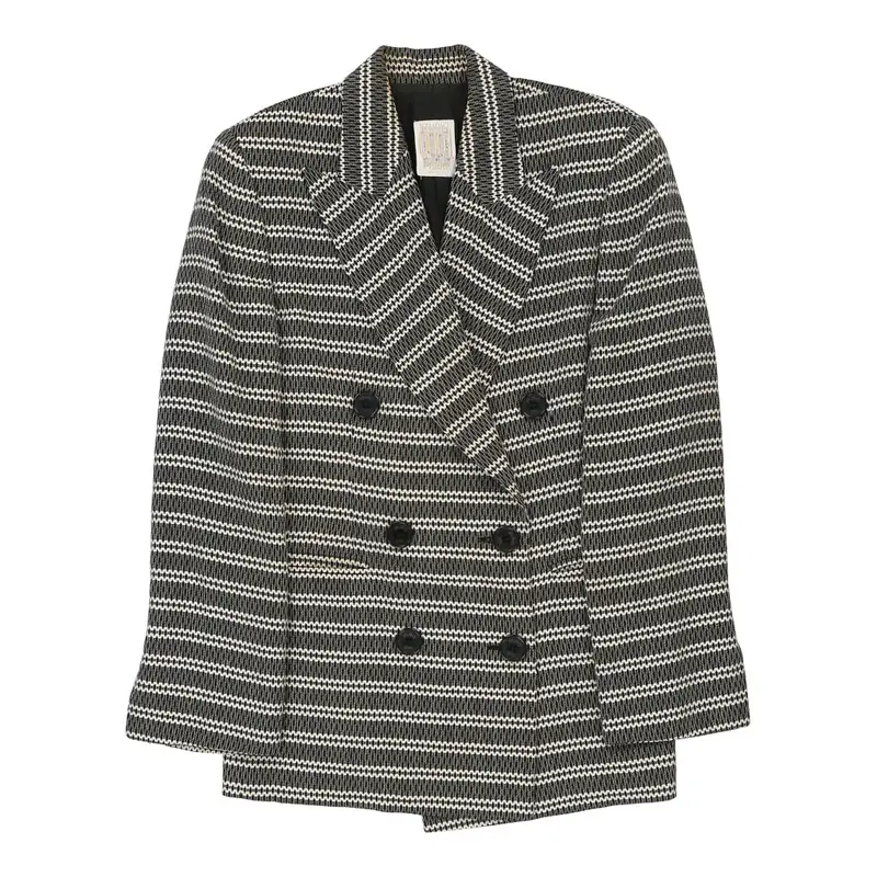Studio 0001 Ferre Striped Blazer - Medium Black & White Cashmere Blend | Size: medium