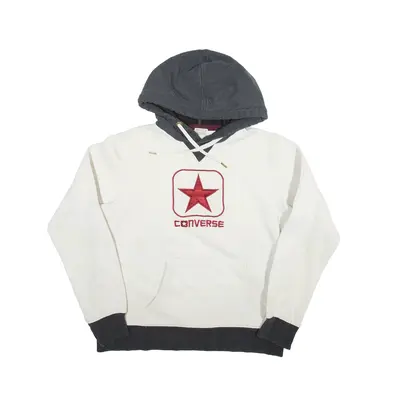 CONVERSE Hoodie White Pullover Womens M