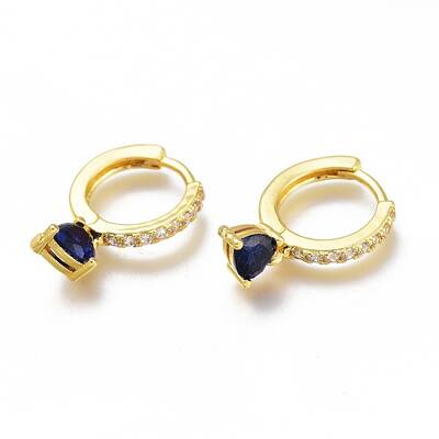 Brass Micro Pave Cubic Zirconia Huggie Hoop Earrings