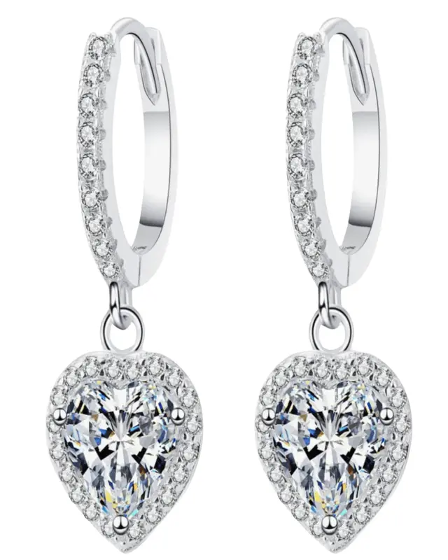 Best Trending 2 Carat Diamond Heart Drop Earrings Gift on Sale for Women, Lady, Mother, Wife