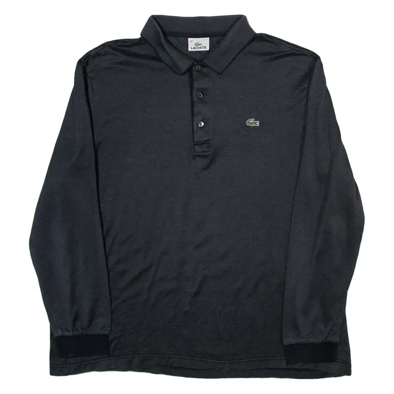 LACOSTE Mens Polo Shirt Grey Long Sleeve L