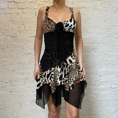 Soleil D Animal print Mini Dress - XS Brown Viscose Blend