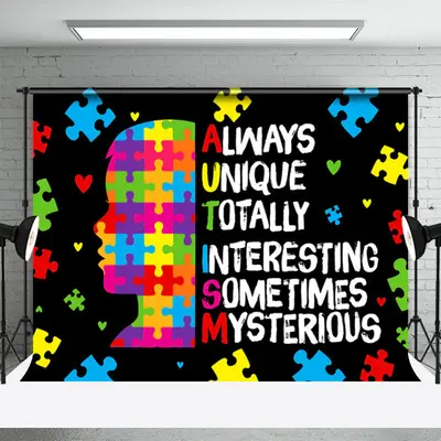 Always Unique Colored Puzzle Black Autism Backdrop - Aperturee