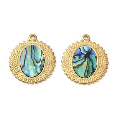 304 Stainless Steel Natural Paua Shell Pendants
