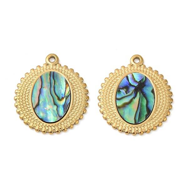 304 Stainless Steel Natural Paua Shell Pendants