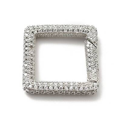 Brass Micro Pave Clear Cubic Zirconia Spring Gate Rings