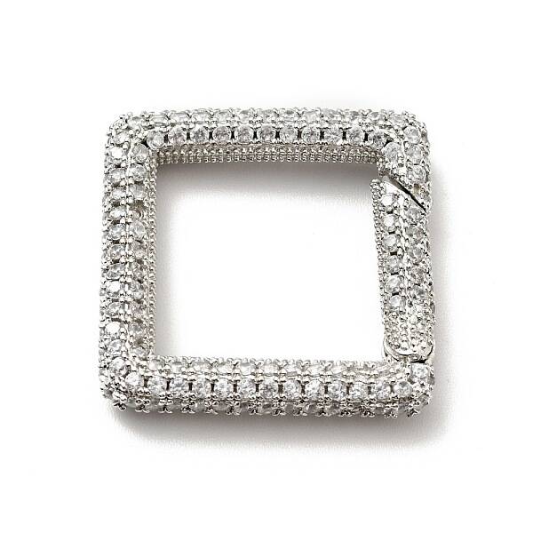 Brass Micro Pave Clear Cubic Zirconia Spring Gate Rings