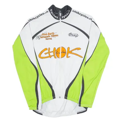 POLI Cycling Mens Jersey White Long Sleeve 1/4 Zip L