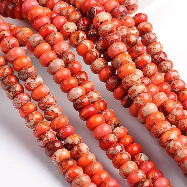 Dyed Natural Imperial Jasper Rondelle Beads Strands