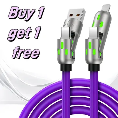 [Buy 1 Get 1 Free] 4-in-1 Multi USB Charging Cable with USB A,Type C,Lightning-MAX65W Fast Charging & Data Sync for iPhone16/...