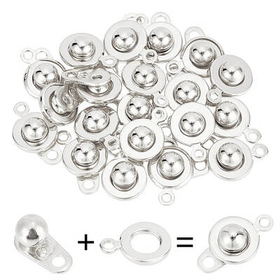20Pcs 201 Stainless Steel Snap Clasps