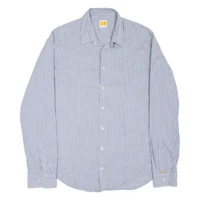 BOSS Mens Shirt Blue Striped Long Sleeve M