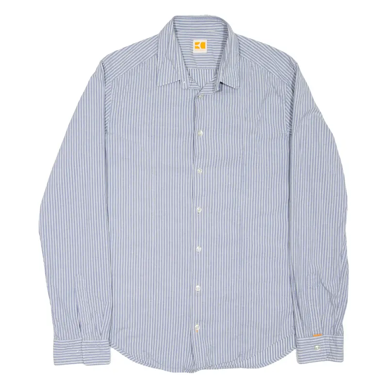 BOSS Mens Shirt Blue Striped Long Sleeve M