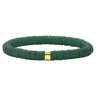 Polymer Clay Heishi Surfer Stretch Bracelet with 304 Stainless Steel Beaded