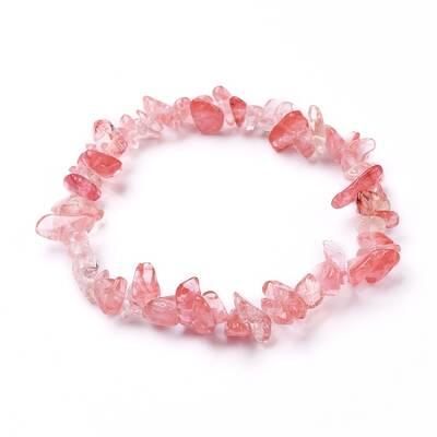 Cherry Quartz Glass Chip Beads Stretch Bracelets