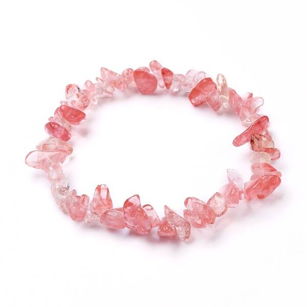 Cherry Quartz Glass Chip Beads Stretch Bracelets