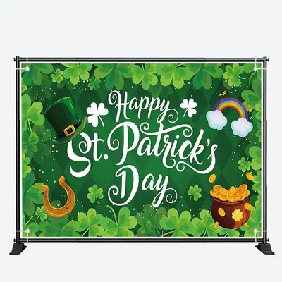 Clovers Rhombus Green Happy St Patricks Day Backdrop - Aperturee