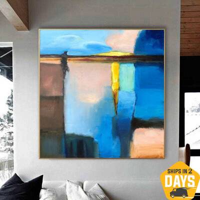 Original Abstract Blue Painting On Canvas Contemporary Art Oil Painting Modern Fine Art Textured Painting | NEW MORNING 40&qu...
