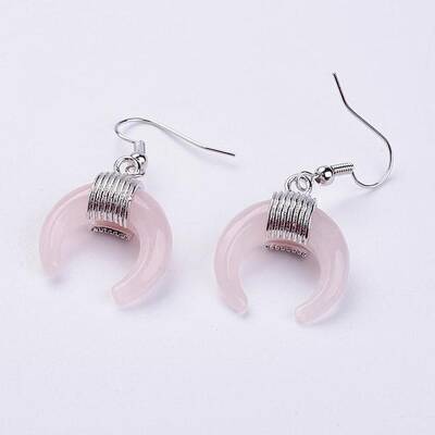 Natural Rose Quartz Dangle Earrings