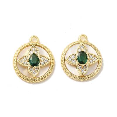 Brass Micro Pave Clear Cubic Zirconia Charms