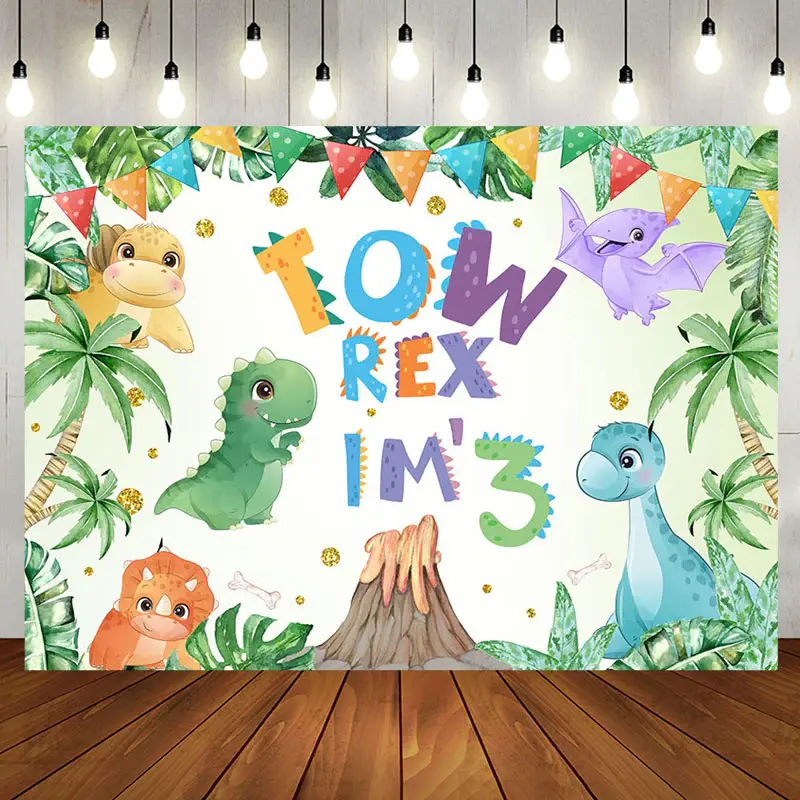 Aperturee Cartoon Colorful Dinosaurs 3Rd Birthday Backdrop | Backdrop For Birthday Party | Custom Birthday Backdrops | Birthd...