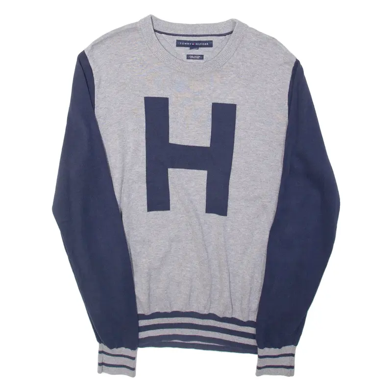 TOMMY HILFIGER Mens Jumper Grey Tight Knit M