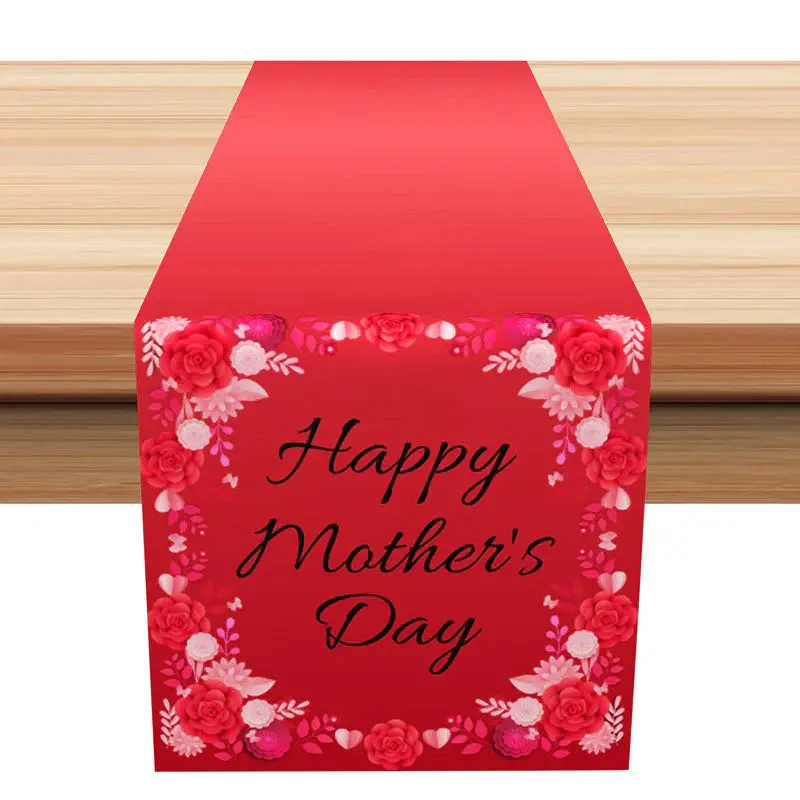 Red Pink Rose Simple Table Runner For Mothers Day - Aperturee