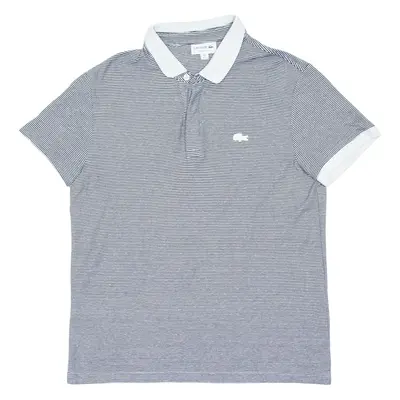LACOSTE Mens Polo Shirt Grey Striped M