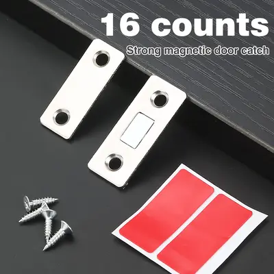 16 Counts Cabinet Magnetic Catch without Punching, Fits Sliding Doors, Drawers & Cabinets
