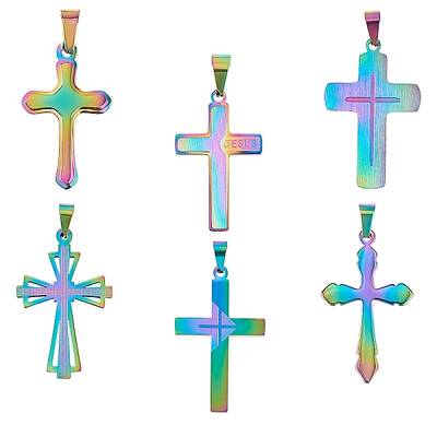 6Pcs 6 Style Ion Plating(IP) 304 Stainless Steel Pendants