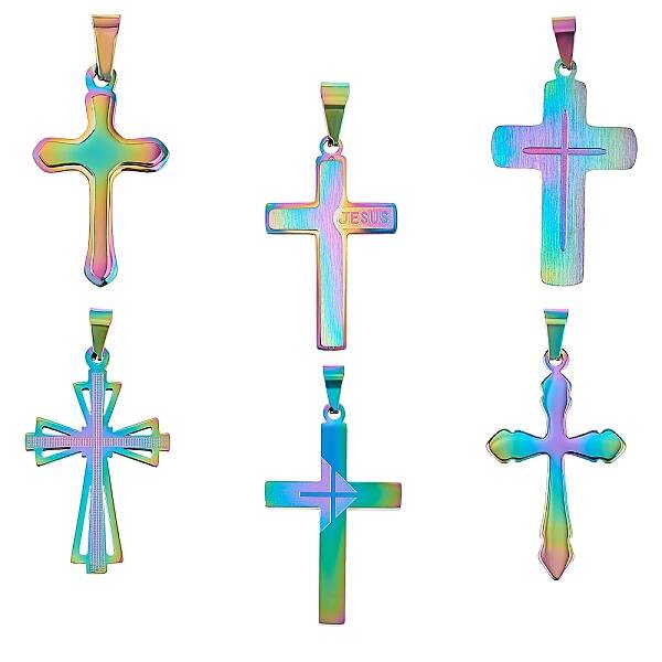 6Pcs 6 Style Ion Plating(IP) 304 Stainless Steel Pendants