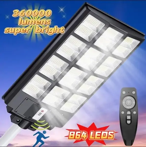 Ultra-Bright Solar Street Light,360000 LM Motion Sensor for Outside Yard Parking Lot Lights Dusk to Dawn Basketball Yard Cour...