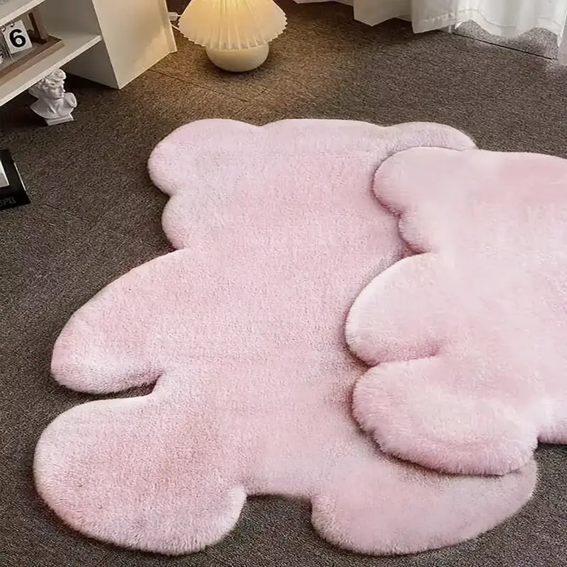 Cute Bear Shaped Carpet, 1 Count Cozy Corner Soft Plush Rugs for Living Room, Decorative Fluffy Mat for Living Room & Bedroom...