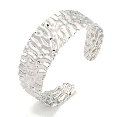 Non-Tarnish Textured 304 Stainless Steel Cuff Bangles for Women