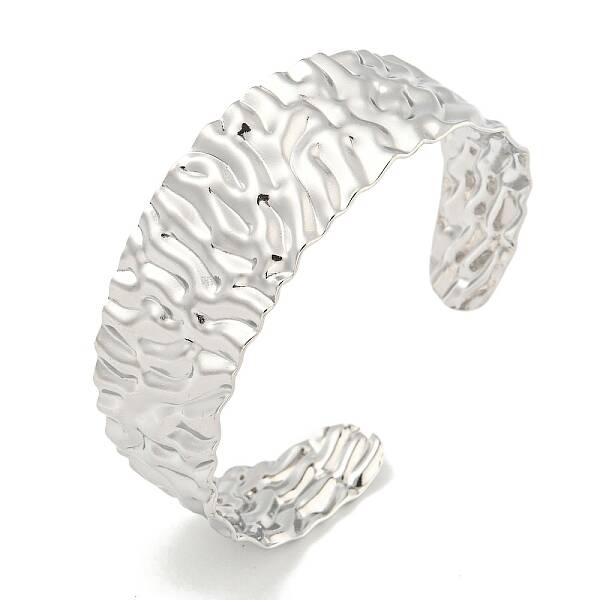 Non-Tarnish Textured 304 Stainless Steel Cuff Bangles for Women