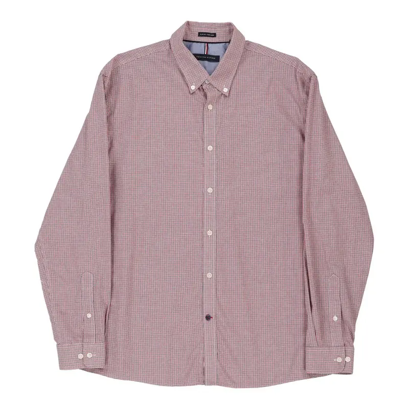 Slim Fit Tommy Hilfiger Checked Shirt - XL Red Cotton