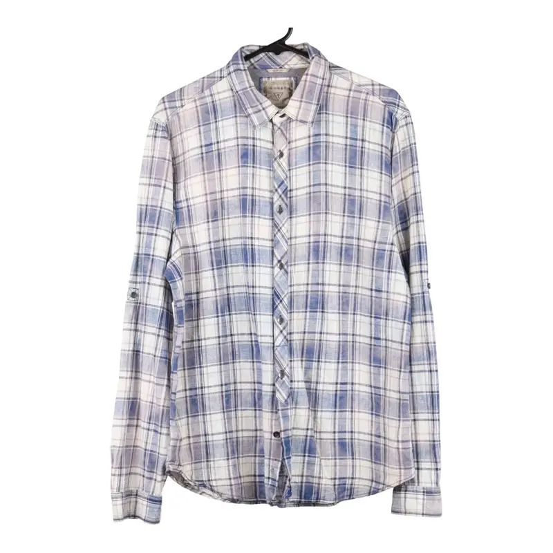 Guess Checked Shirt - Large Purple Cotton