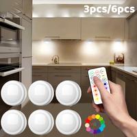 Battery Operated LED Puck Lights with Remote, RGB 13 Color Changing Wireless Stick On Light Closet Push Lights Under Cabinet ...