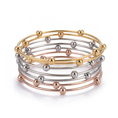 Fashion Tri-color 304 Stainless Steel Bangle Sets
