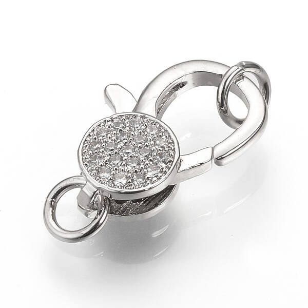 Brass Micro Pave Cubic Zirconia Lobster Claw Clasps