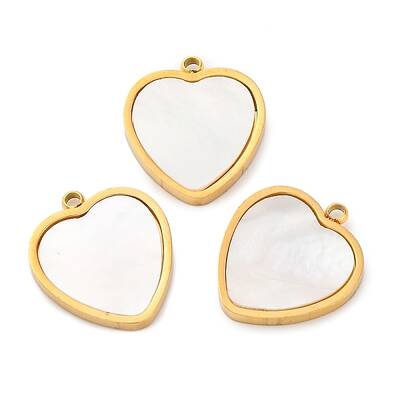 Ion Plating(IP) 304 Stainless Steel Pave Natural Shell Pendants