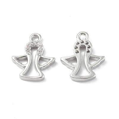Brass Micro Pave Clear Cubic Zirconia Charms