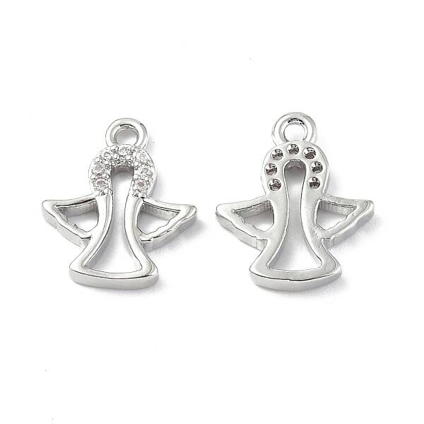 Brass Micro Pave Clear Cubic Zirconia Charms